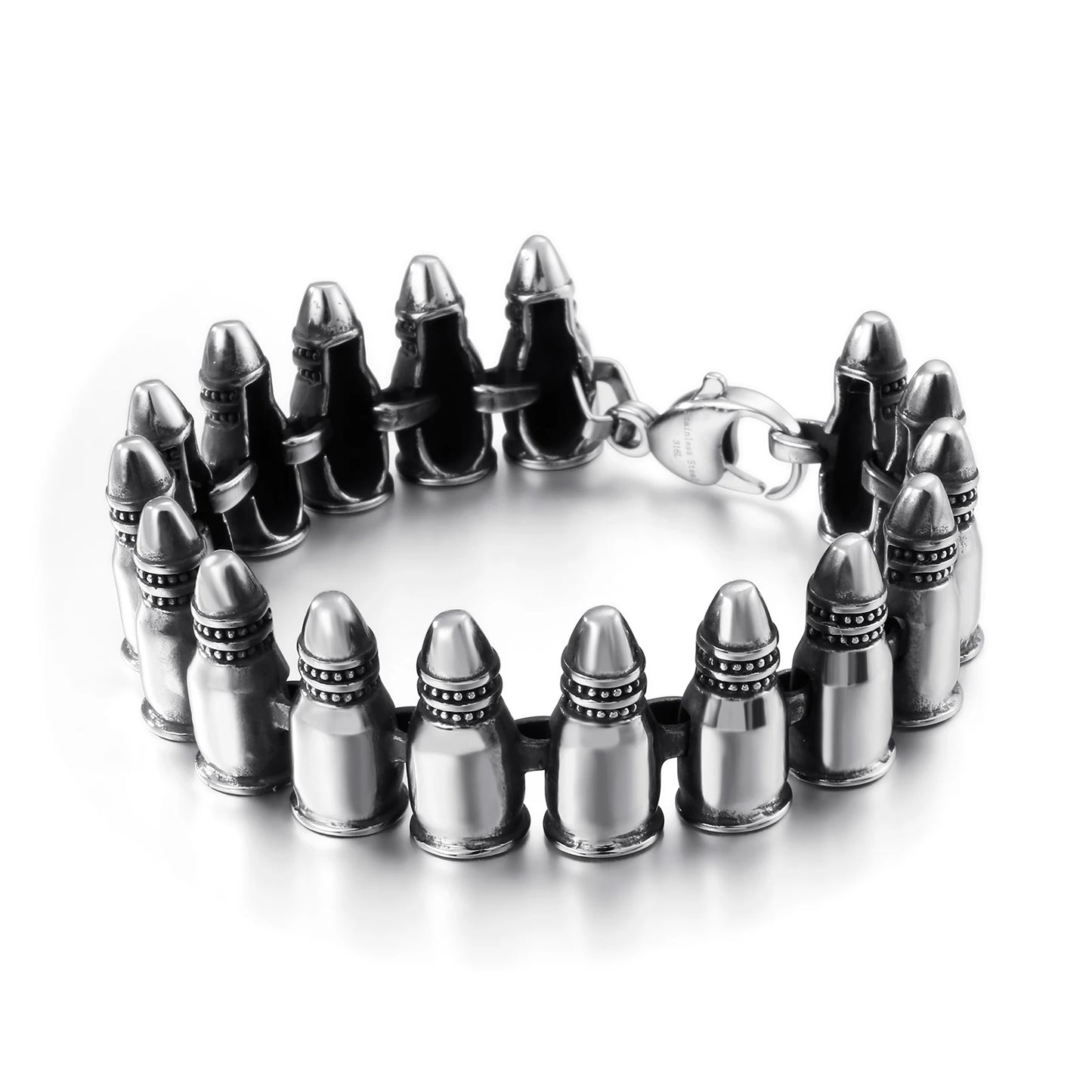 KALEN Fashion Personality Stainless Steel Bullets Bracelet Men