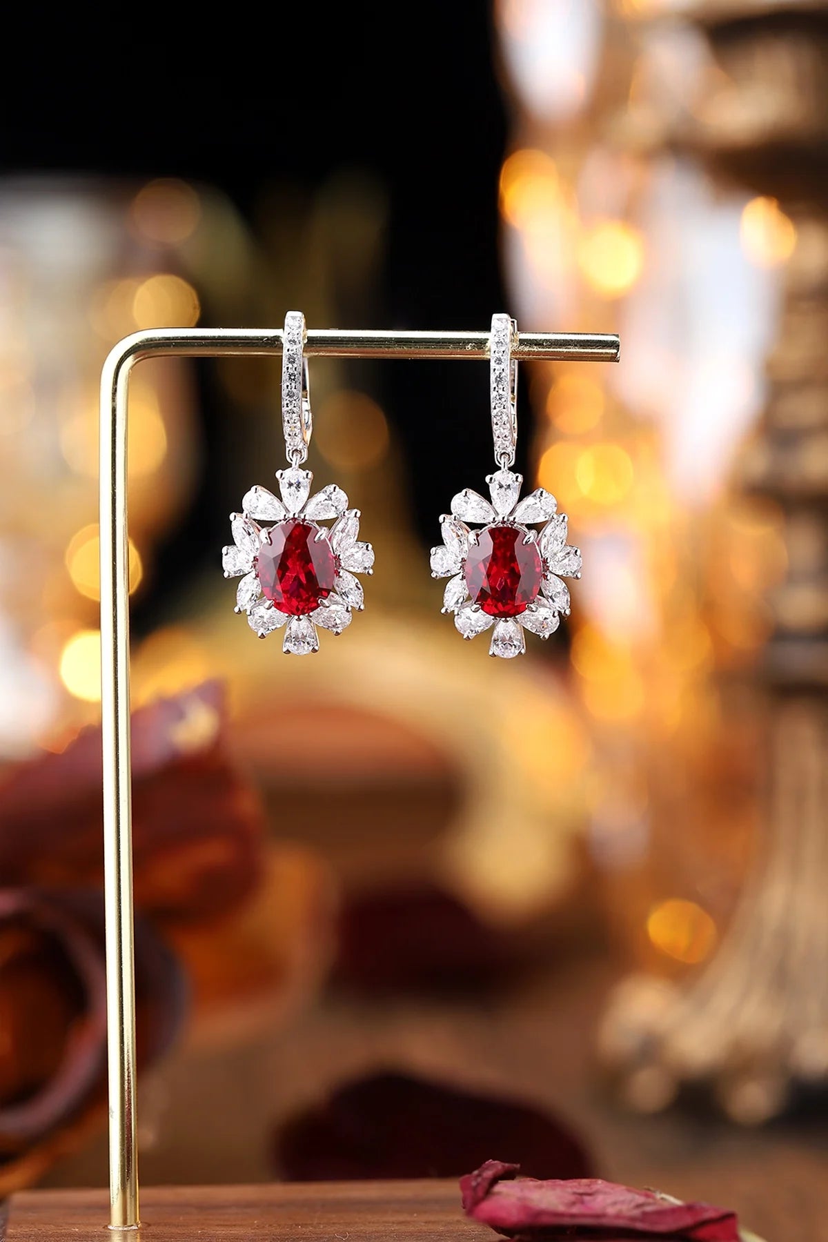 Gemfiori Anster High Quality S925 Lab Grown Ruby Earring Stud Dainty Gemstone Stud Earrings for Women Daily Wear Gift