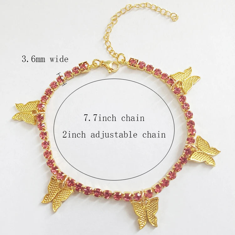 Wholesale Cuban Link Anklet Chain Anklet Butterfly Pendant Anklet for Women