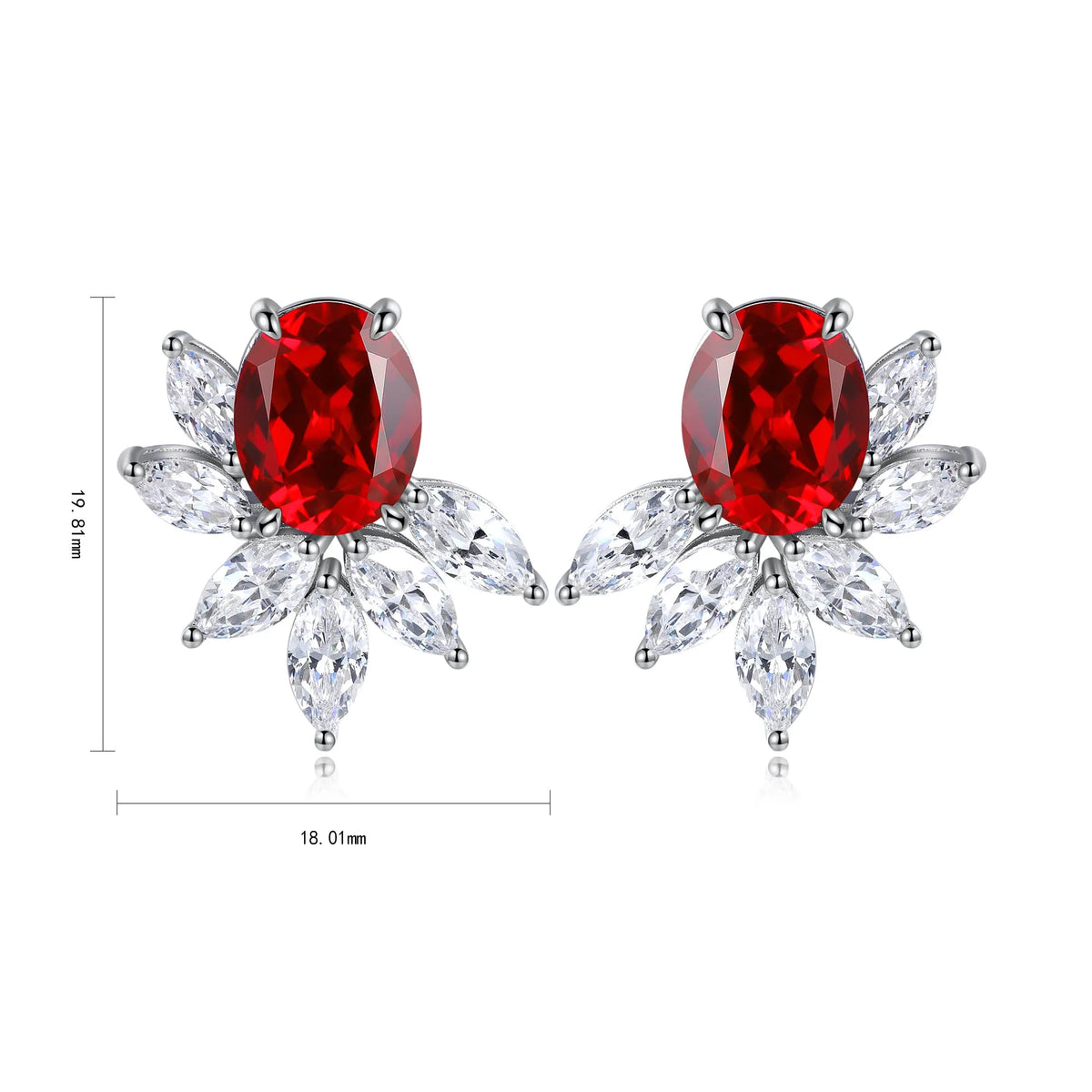 Gemfiori Anster High Quality S925 Lab Grown Ruby Earring Stud Dainty Gemstone Stud Earrings for Women Daily Wear Gift