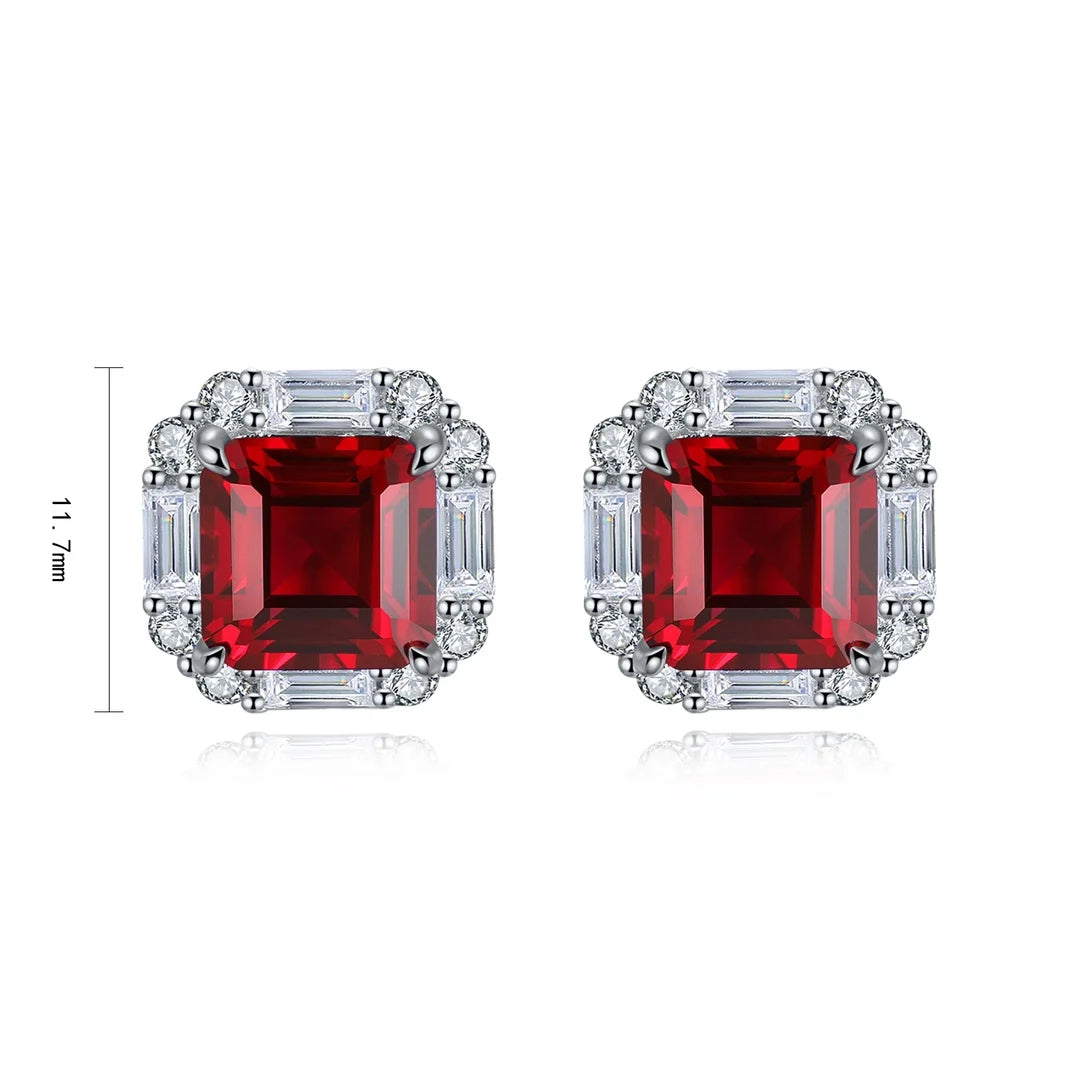 Gemfiori Anster High Quality S925 Lab Grown Ruby Earring Stud Dainty Gemstone Stud Earrings for Women Daily Wear Gift