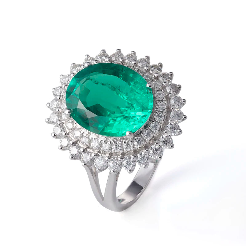 Gemfiori Messi Jewelry European and American White Gold Jewelry Women Man 4CT Egg Emerald Custom Engagement and Wedding Ring