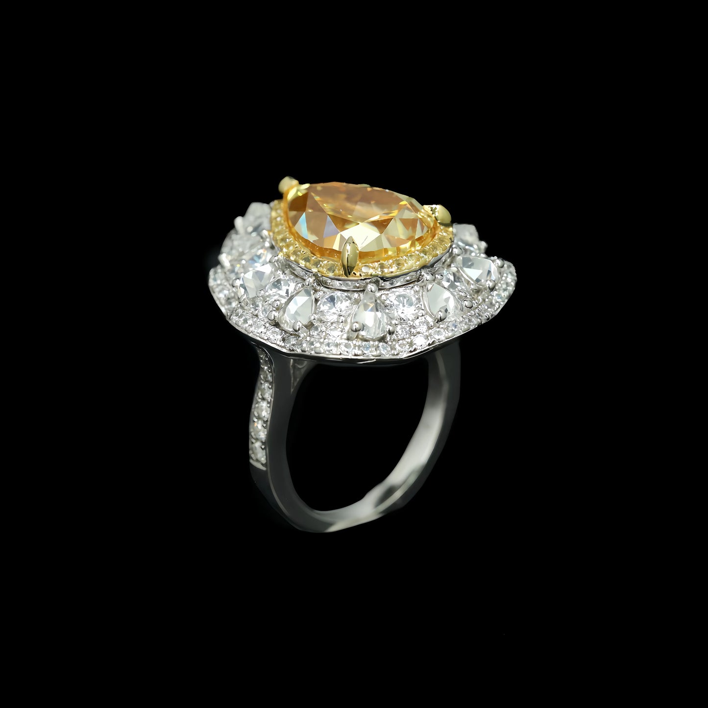 MUSHAN Jewelry Factory 925 Sterling Silver Engagement Rings Luxury Yellow Pear Oval High Carbon Diamond Wedding Ring for Women