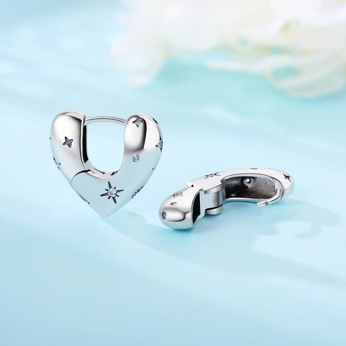 REDheart Fashion Love Heart Copper Silver Plated Drop Earrings Colorful Heart Shape Zircon Hoop Earrings Fine Jewelry for Women