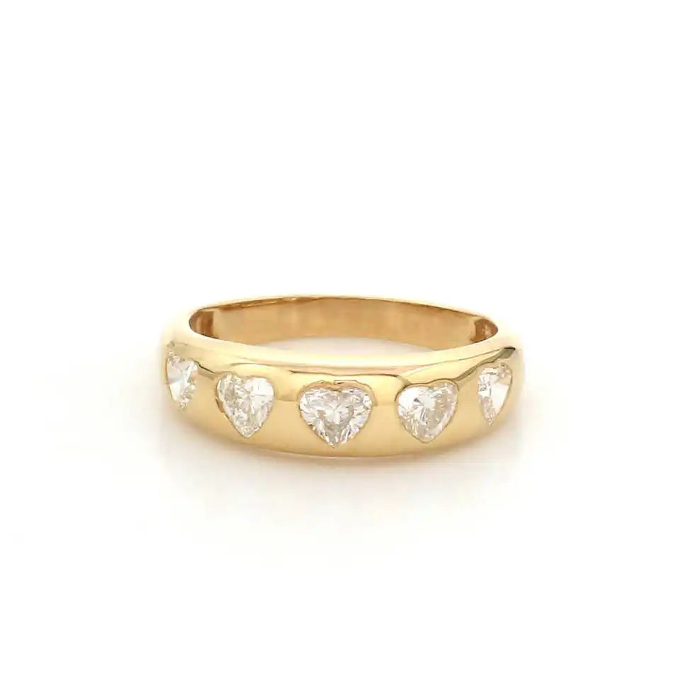 Minimalist Design High End 14k Luxury Fine Heart Dome Chunky Statement 0.67ct Rhodium Plated Karat Certified Diamond Rings