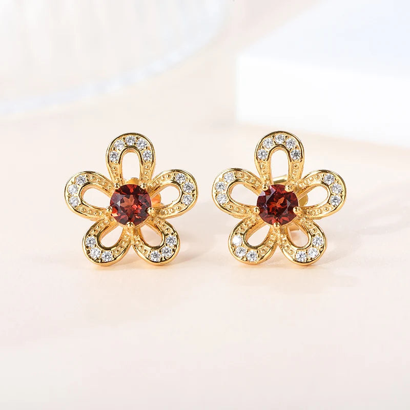 Gioiellieri Elegant Natural Garnet Stud Earrings, Gift Box Packed, Perfect Women's Day/Christmas Gift