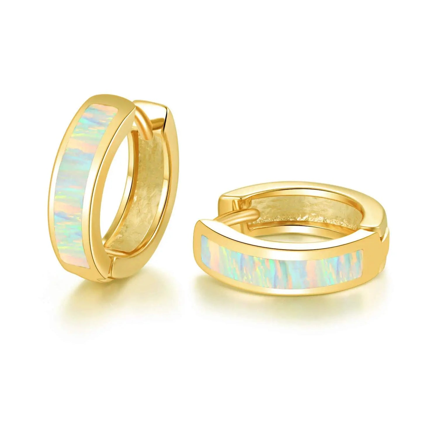 Australian Style Luxury Small Opal Stud Earrings in Silver Plated Brass for Girls with Small Ears Gift