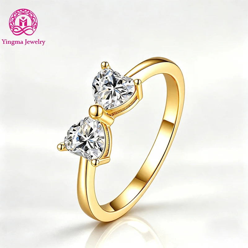 Gioiellieri Sweet Heart Cut 0.5CT D Color VVS2 Lab Grown Diamond Ring 9K 10K 14K 18K Real Gold PT950 Minimalist Band Anniversary Ring