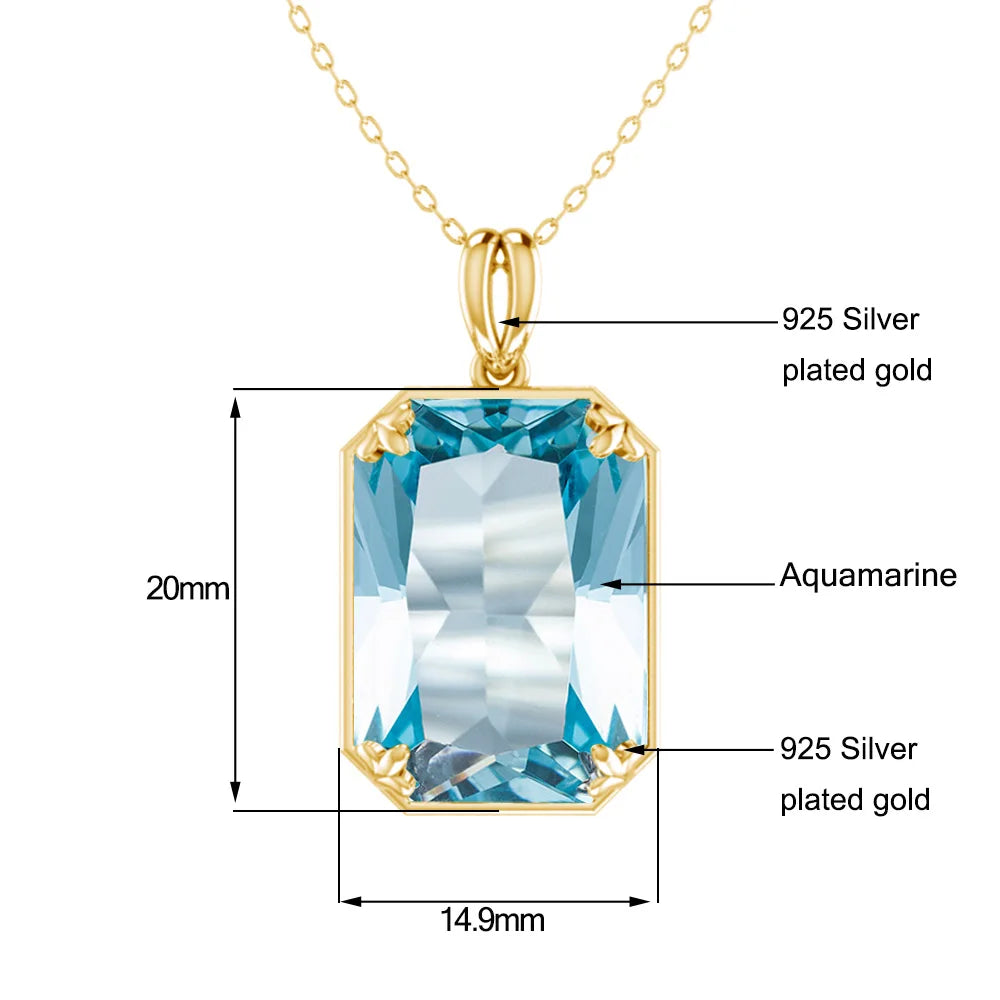 REDheart Classic British Court Jewelry Cocktail Party 925 Sterling Silver Plated 18K Gold Emerald Sapphire Pendant Necklace