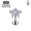 G23 Titanium Triangle Heart Fox Tragus Cartilage Helix Daith Piercing Stud Earrings for Women 16G CZ Ear Stud Pierc Body Jewelry