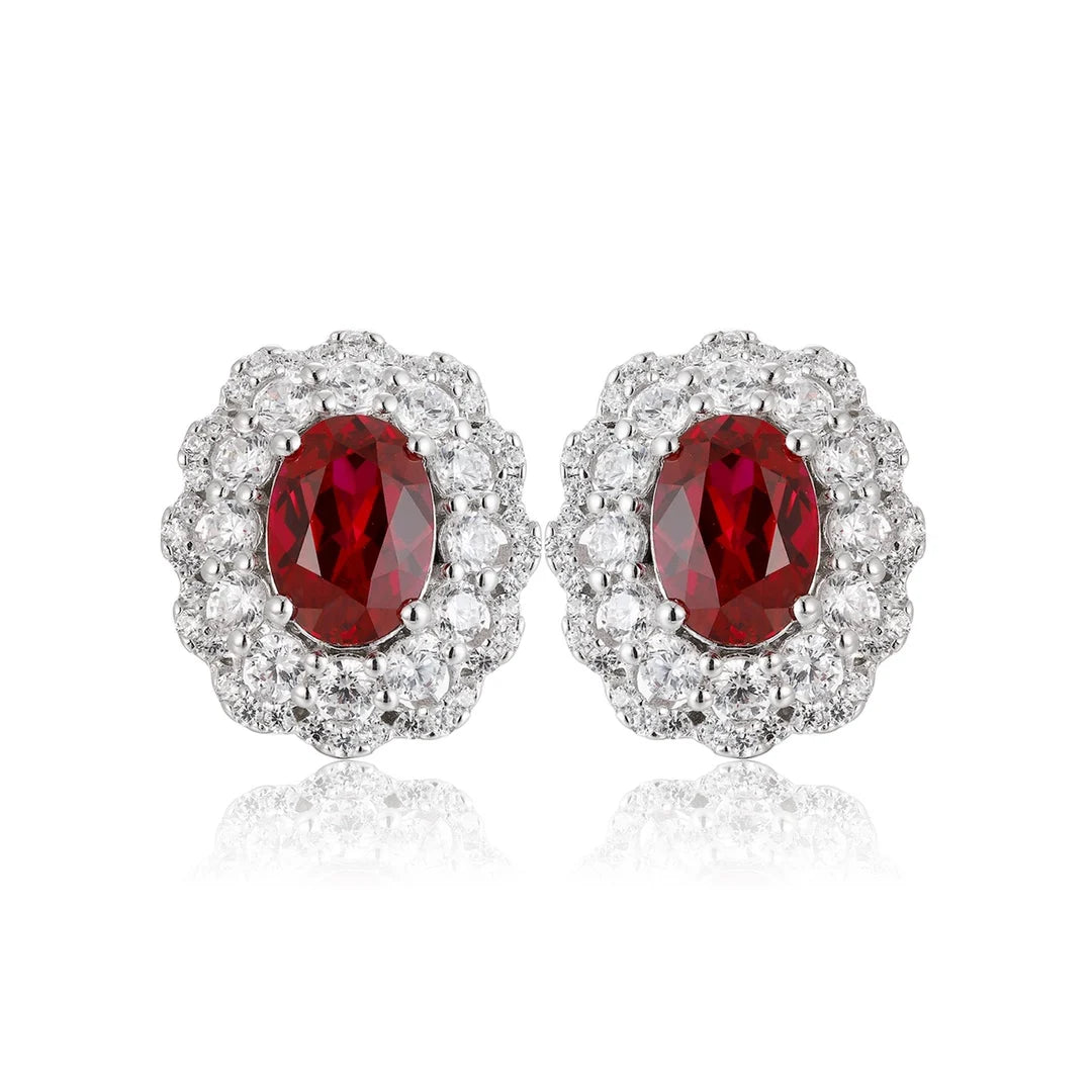 Gemfiori Custom Luxury Jewelry Pt950 Earrings 2ct Platinum Lab Grown Ruby Earrings Studs for Women Engagement Wedding Anti-allergic