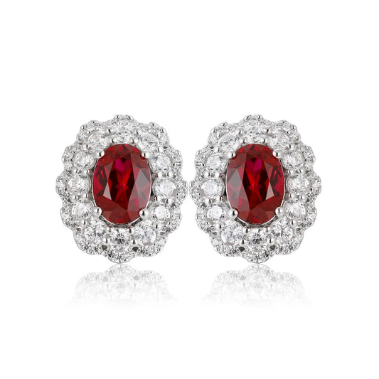Gemfiori Custom Luxury Jewelry Pt950 Earrings 2ct Platinum Lab Grown Ruby Earrings Studs for Women Engagement Wedding Anti-allergic