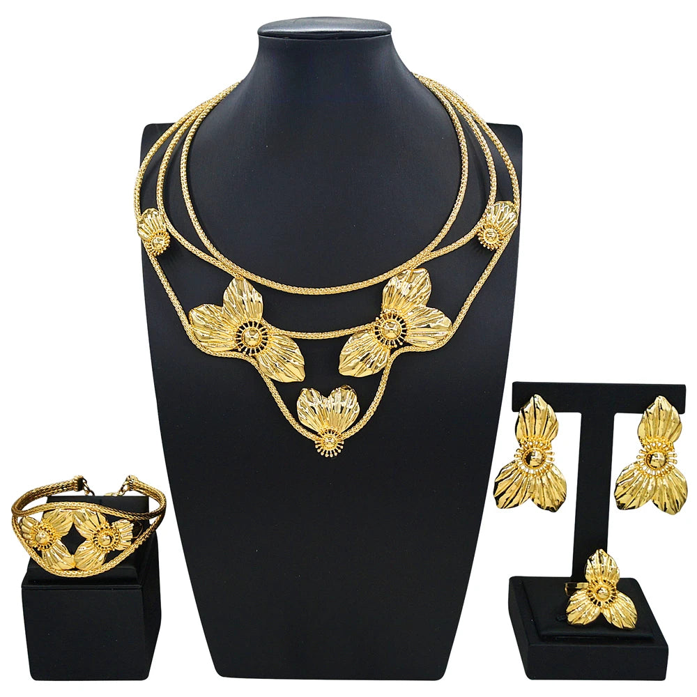 Zhuerrui Italiano Gold Designs Women Jewellery Set Party Fine Costume Jewelry Set Luxury Big Necklace Jewellery Sets X0010730