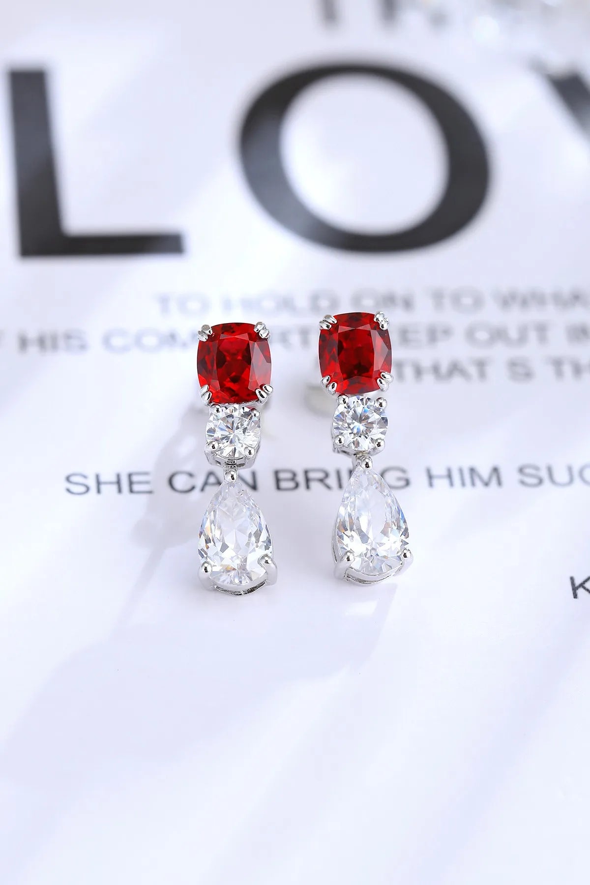 Gemfiori Anster High Quality S925 Lab Grown Ruby Earring Stud Dainty Gemstone Stud Earrings for Women Daily Wear Gift