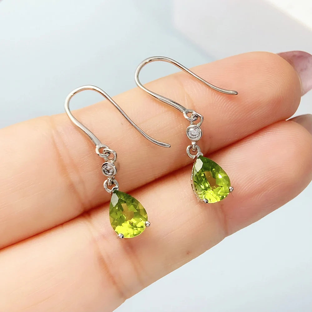 Gioiellieri Natural Peridot Stud Earrings S925 Sterling Silver 925 Jewelry for Women Fine Jewelry Wedding Gift Fashion Accessories Gemstones