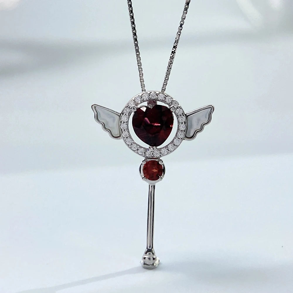 Gioiellieri Natural Pyrope Garnet Pendant with S925 Sterling Silver for Women Elegant Red Gemstone Necklace Jewelry January Birthstone Gift