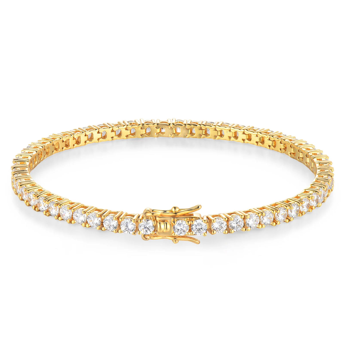 Minimalism 2mm-6mm Hip Hop Fine Jewelry Silver Gold Plated Cubic Zirconia Tenis Bracelets for Men