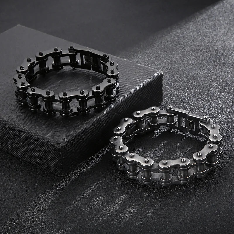 VIKING Mens Vintage Bike Chain Bracelet – Multi-Colour Stainless Steel