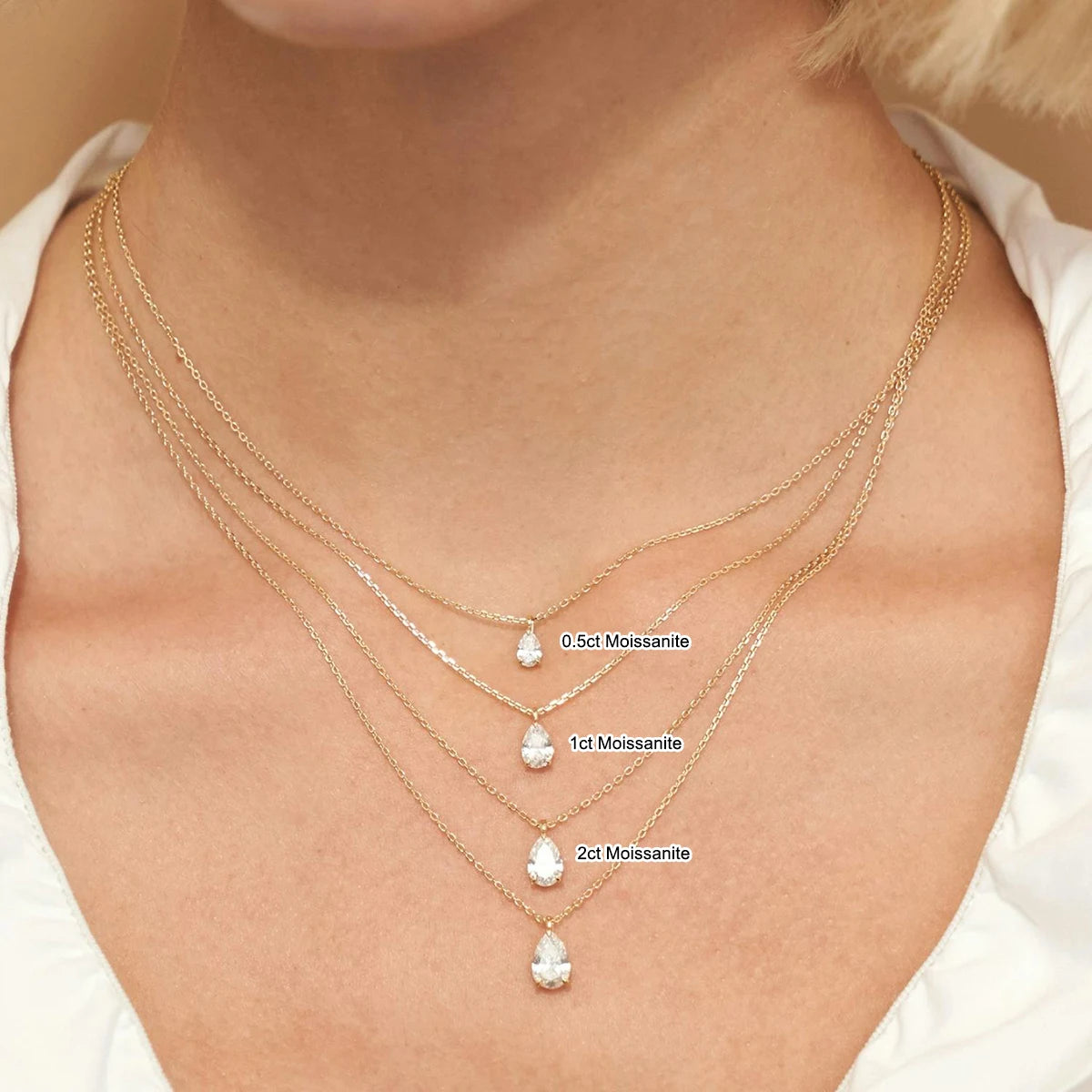 Gioiellieri 14K Gold Certified D VVS 2CT Pear Cut Moissanite Necklace Pendant for Girls Waterdrop Neck Chain Personalized Custom Jewelry