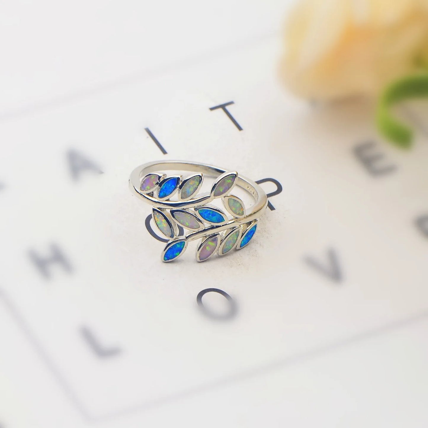 Ring | Iridescent Gem Inlay Band | Modern Silver/Gold Plated Women's Trendy Fashion Jewelry