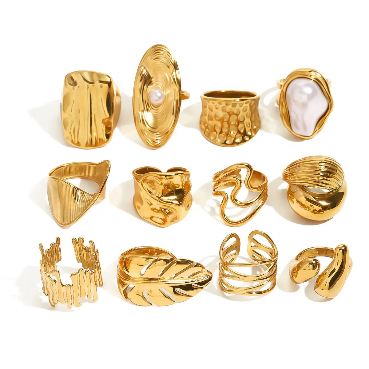 S&S Special-Shaped Natural Stone Ring | 18K Gold Plated | S&S