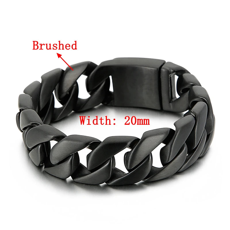 KALEN 20mm Miami Bracciali Peruviani Stainless Steel Cuban Hiphop Chain Link Bracelet