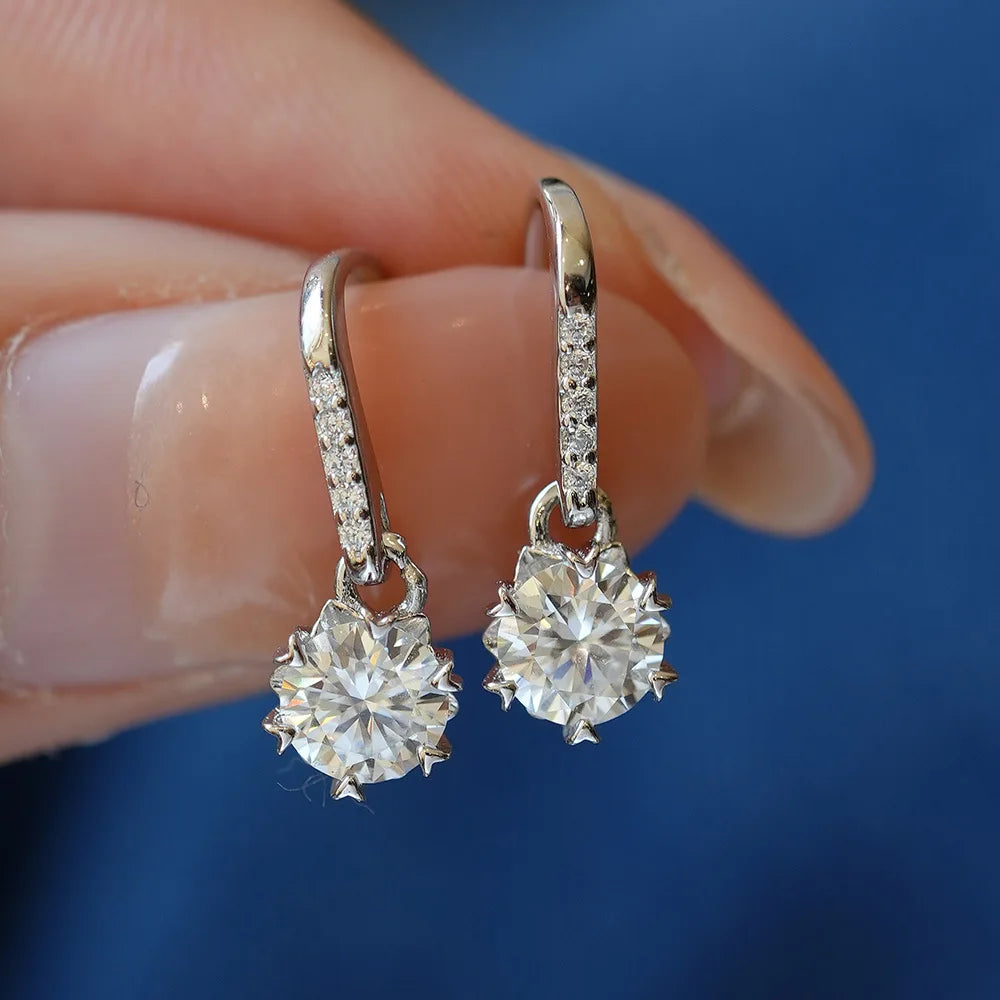 ArtistA Fine Jewelry Sets Zircon Platinum 925 Sterling Silver Heart Snowflakes Real VVS Moissanite Ring Earring Necklace Set for Women