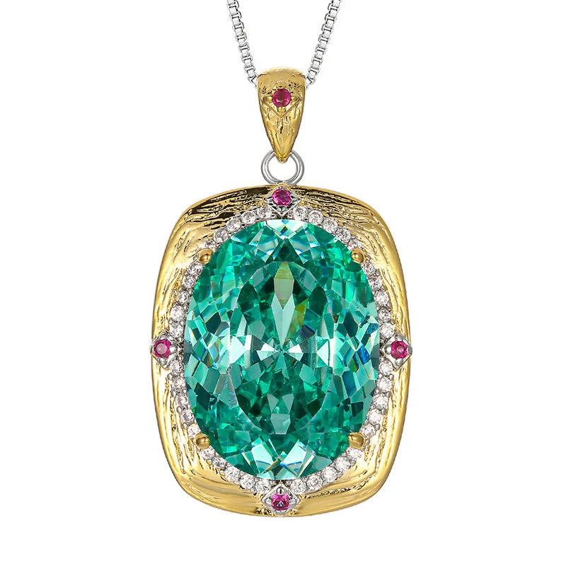 Gemfiori New Fashion Vintage Royal Elegant Jewelry Cushion Cut Purple Gem Halo Pendant Necklace Earrings Ring Luxury Party Gifts for Her
