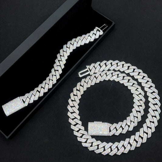 NEWLiFE REBEL Gallery Passage 16mm Cuban Link Moissanite Bracelet in Sterling Silver