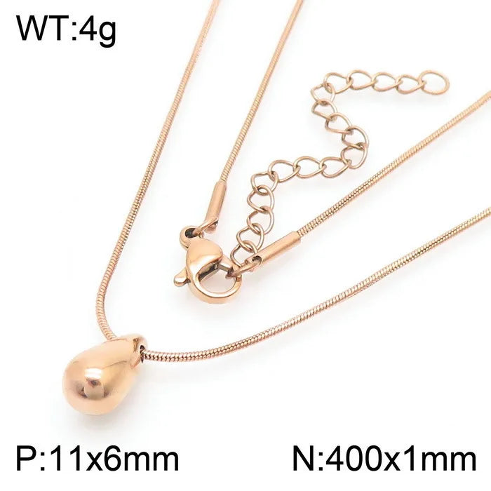 REBEL High-quality Fashion Chubby Water Drop Stainless Steel Hollow Earrings Necklace Charm Temperament Jewelry Set