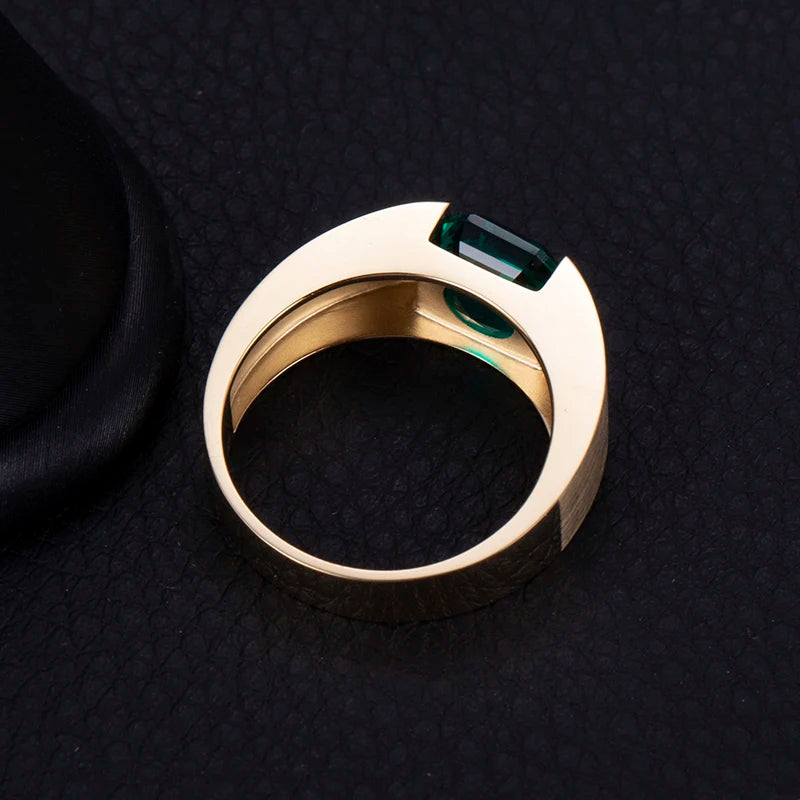 Gemfiori Messi Gems Custom Jewelry MSR-813 18K Yellow Gold Lab Created Emerald Fine Jewelry Rings