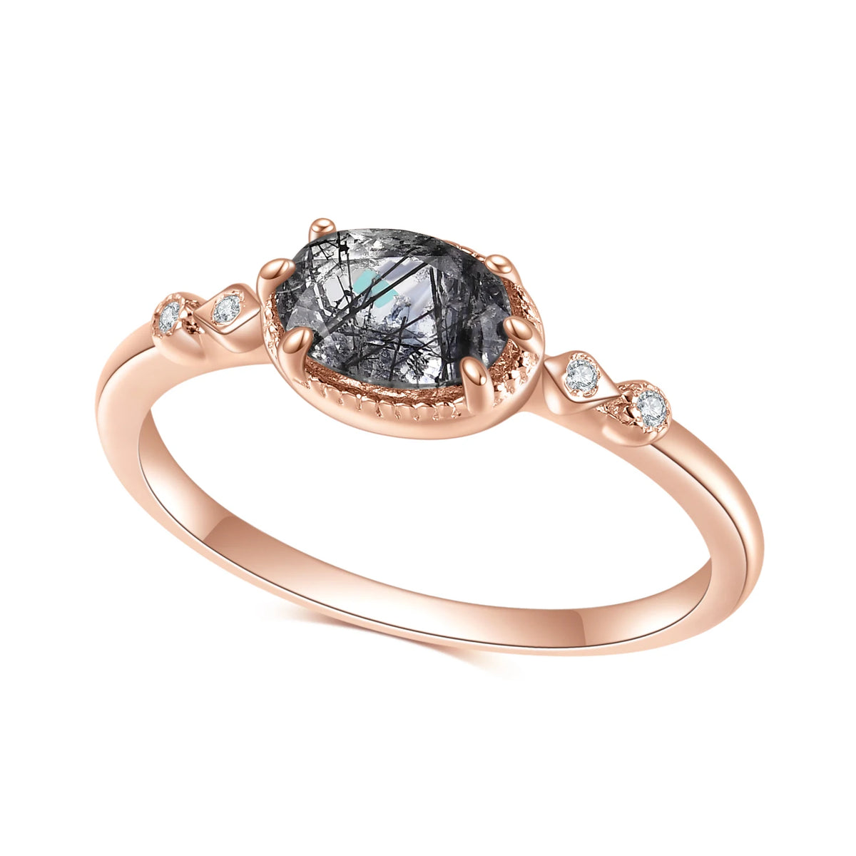 Gemfiori OL0899 Abiding Jewelry Custom Oval Cut 5x7mm Colored Synthetic Lab Created Gemostone Zirconia 925 Sterling Sliver Stacking Ring
