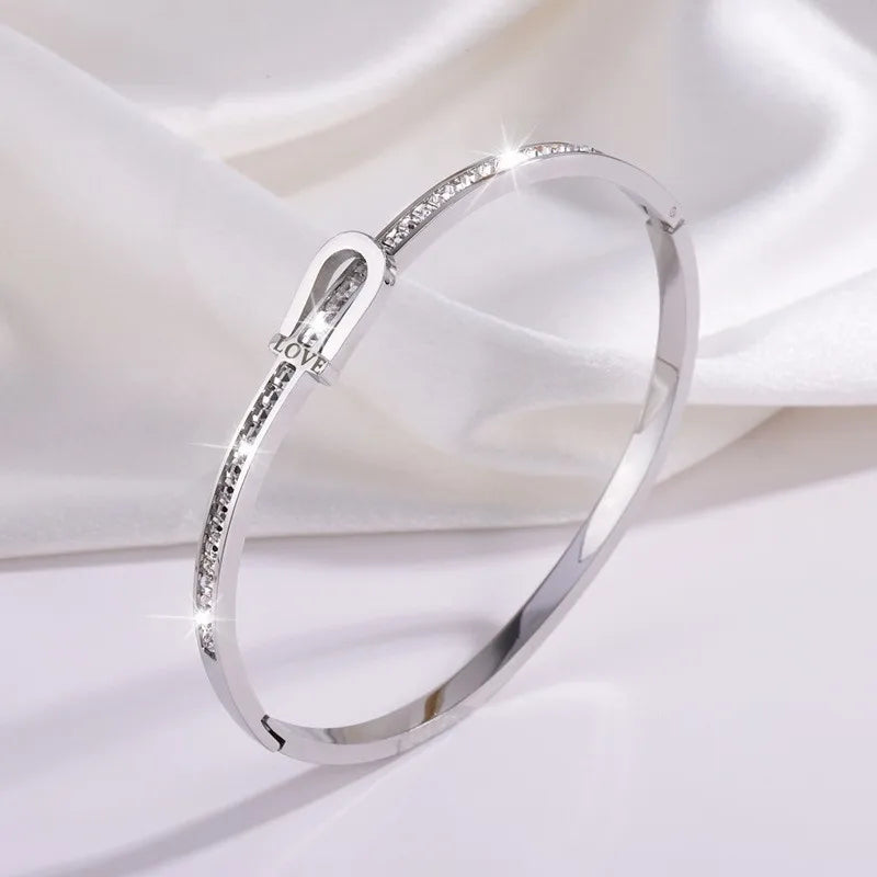 REBEL Stainless Inoxydable Stainless Steel 18K Gold Plated Roman Women Fashion Jewelry Bracelets Bangles