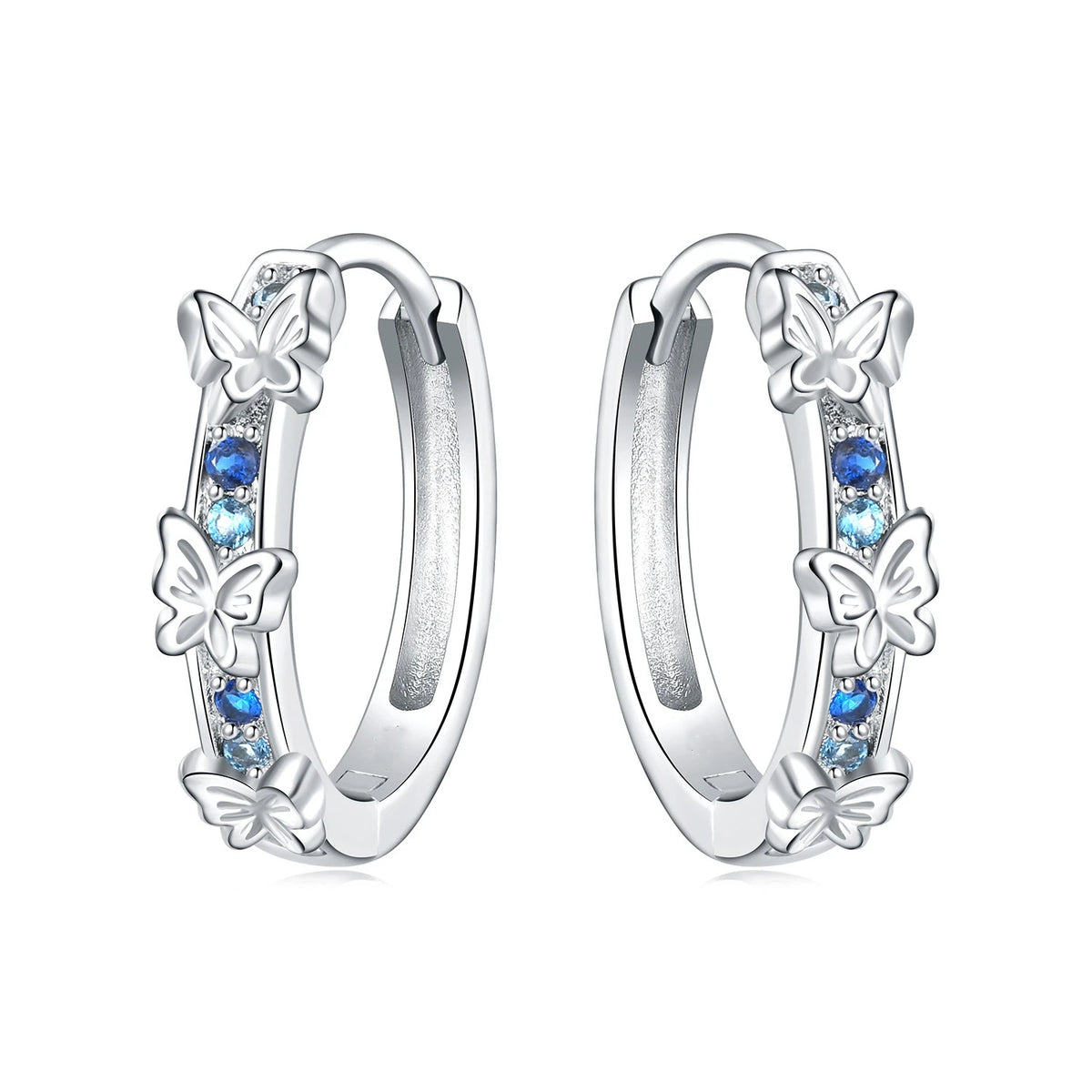 S&S Butterfly Zircon Drop & Stud Earrings | Silver Plated | S&S
