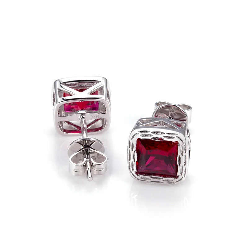 Lab Grown Diamond  Solitaire Diamond Engagement Earrings Ruby Lab Grown Diamond  Earrings