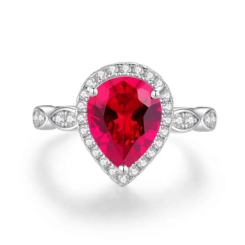 Wholesale Custom 925 Sterling Silver Ruby Rings Women Anniversary Wedding Red 5A 8A Zirconia Rings Jewelry Supplier Manufacturer