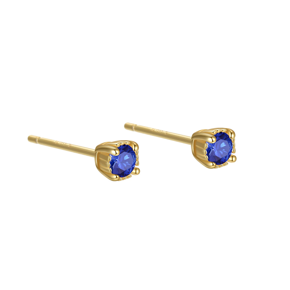 Trendy 925 Sterling Silver Stud Earring Bezel Claw Round White/Red/Blue/Black Colorful 5A CZ Earrings Gift for Women Mom