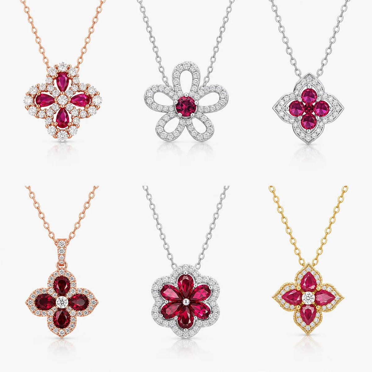 ArtistA 925 Sterling Silver Costum Lab Grown Ruby Necklace Wedding Jewelry Anniversary Gift