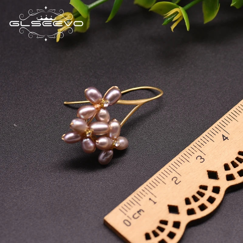 Nautral Fresh Water Purple Pearl Flower Earrings for Women Engagement Fine Jewelry Pendientes   Earrings Bulk