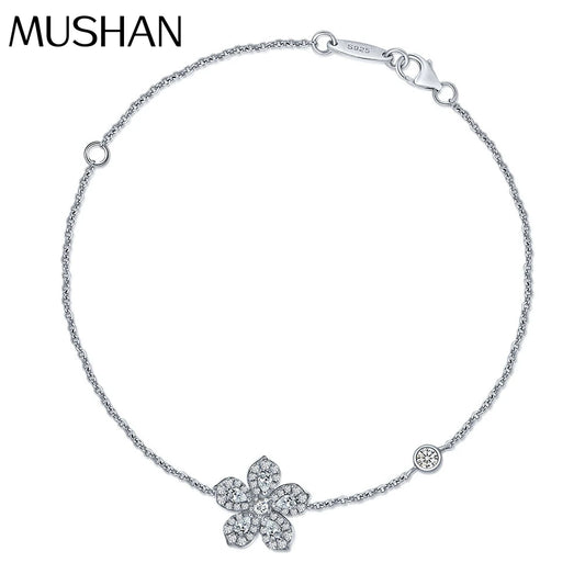 MUSHAN Jewelry Factory New S925 Silver Luxury Flower Water Drop 2*3 Strand Bracelet Women Korean Style Simple Versatile Zircon