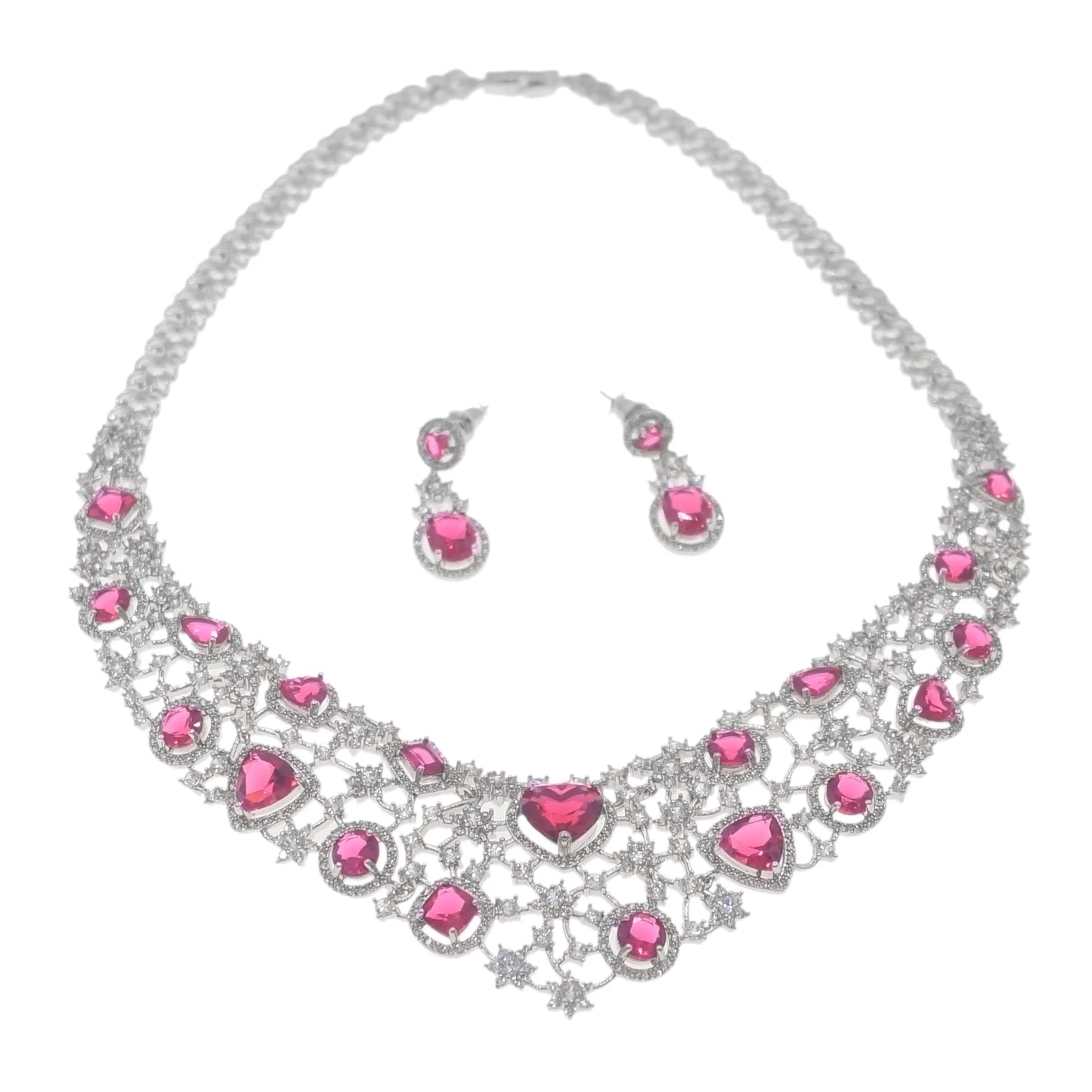 Zhuerrui Crystal Trendy Bangle Earrings Necklace Ring Jewelry Sets for Women Nigerian Wedding Bridal Accessories HG2101120