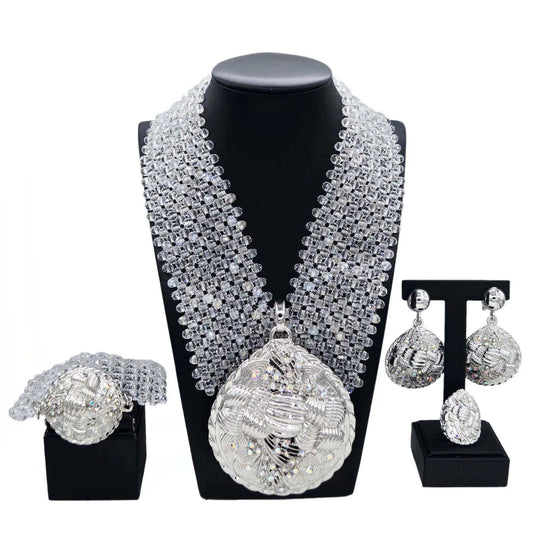 Zhuerrui High-end Simple 18K Gold Jewelry Sets Silver Beads Necklace Bracelet Jewelry Set Latest Bridal Wedding Gifts H40037