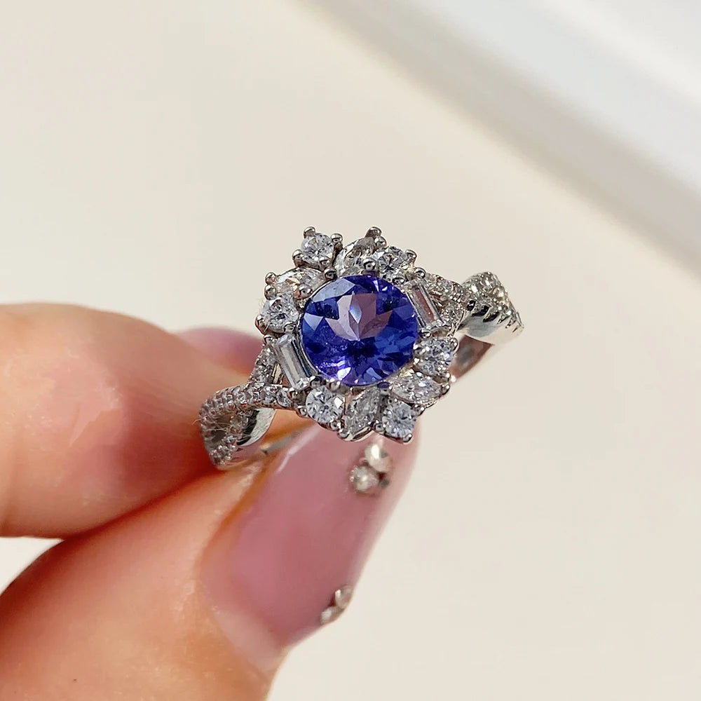 Gioiellieri Natural Tanzanite Ring S925 Sterling Silver for Women Genuine Blue Gemstone Fine Jewelry December Birthstone Anniversary Gift
