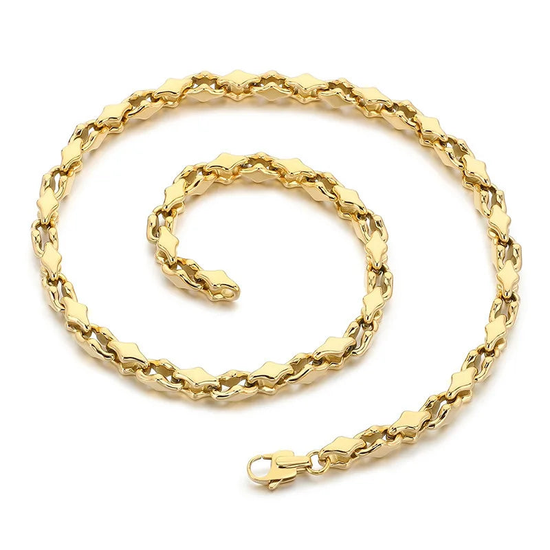 REBEL Punk Stainless Steel Melon Seed Chain Necklace Bracelet Accessories for Men Women Fashion Jewelry Sweater Necklace