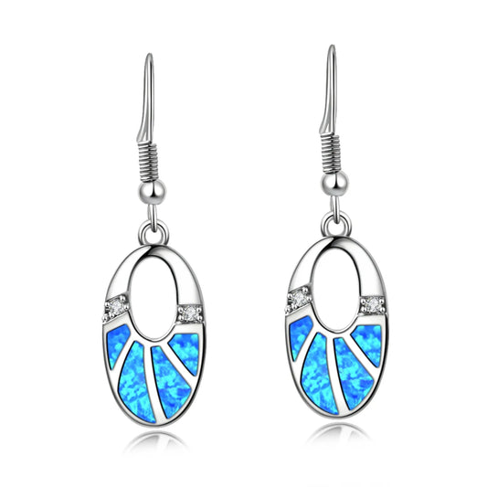 Aobao Vintage Stud Oval Opal Earrings Women's Anniversary Jewelry Wholesale by