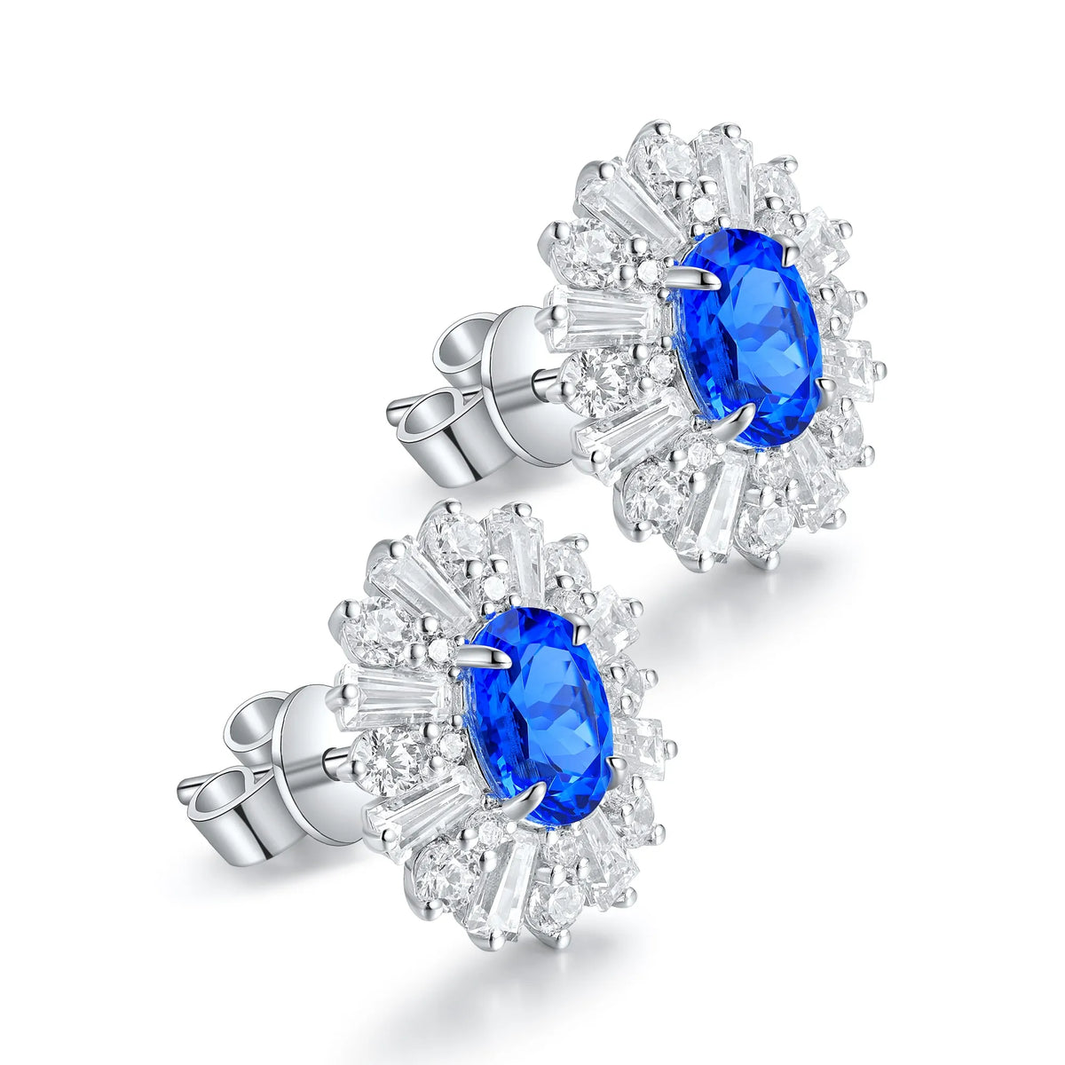 Gemfiori Anster High Quality S925 Lab Grown Cobalt Spinel Earring Stud Dainty Gemstone Stud Earrings for Women Daily Wear Gift