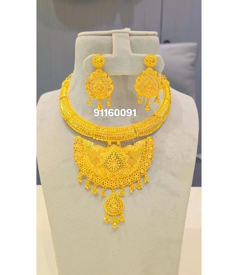 Modern Gold Plated 4-Piece Diamond Jewelry Set Women's Engagement Wedding Gift Party-Artistic Design Trendy Fashion Indian