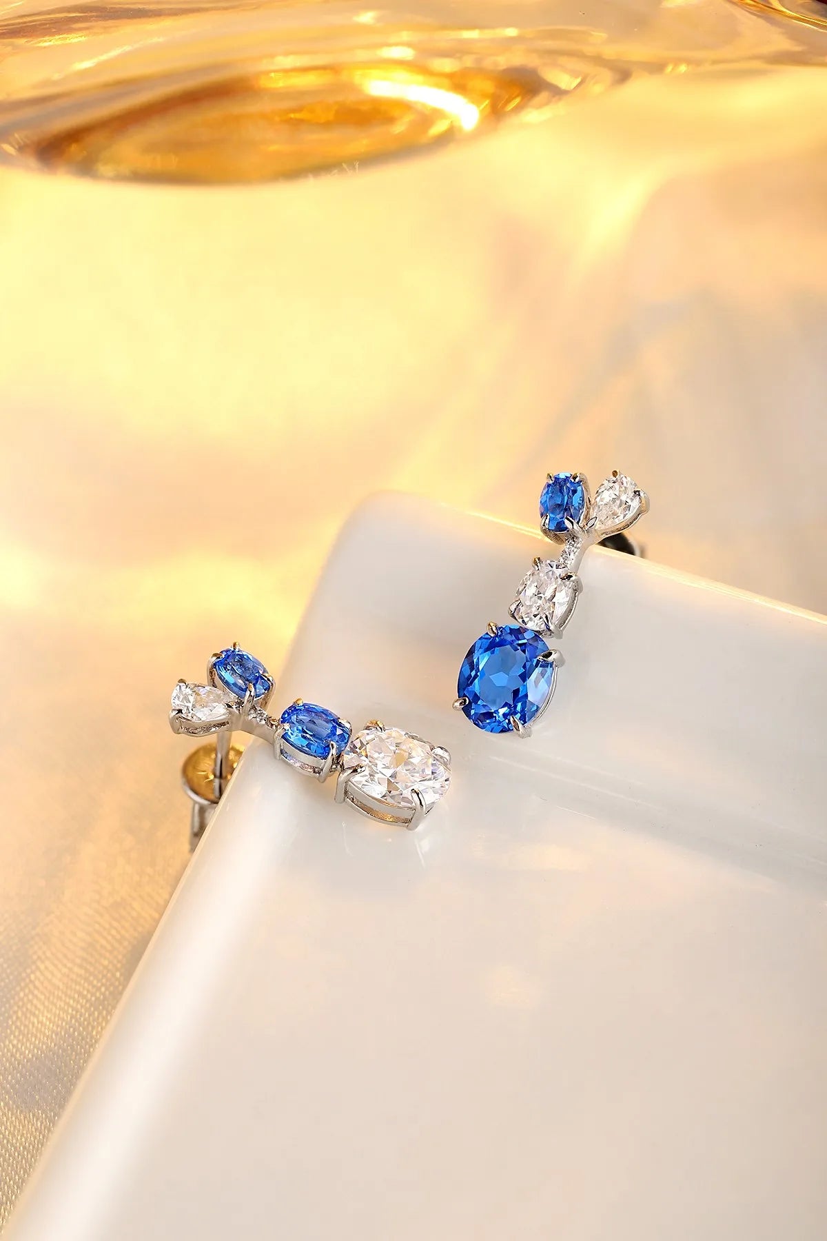 Gemfiori Anster High Quality S925 Lab Grown Cobalt Spinel Earring Stud Dainty Gemstone Stud Earrings for Women Daily Wear Gift