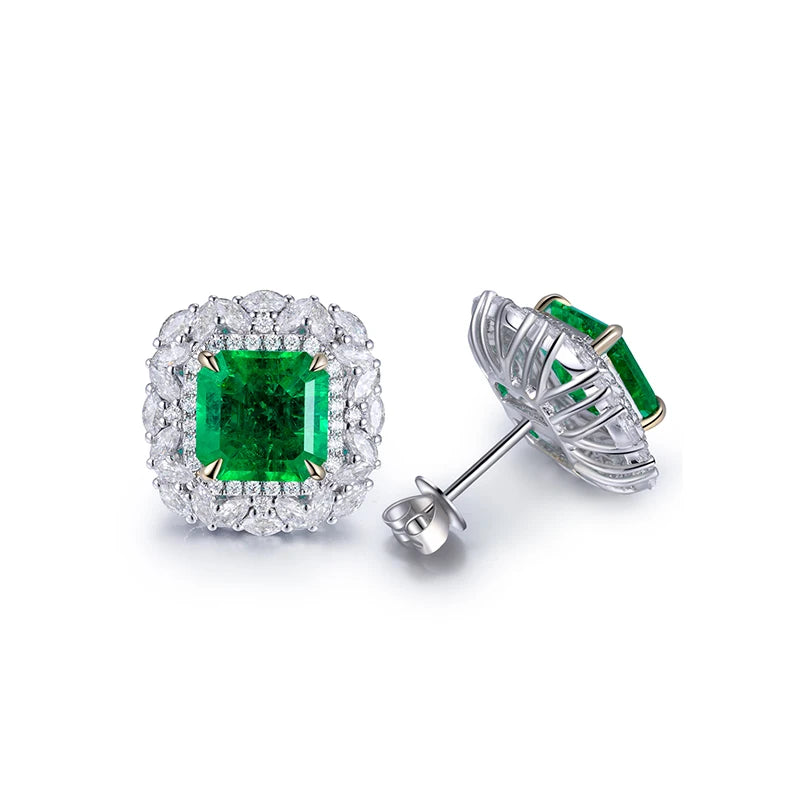 Gemfiori Shenzhen Gemfiori Custom Jewellery 18k gold earring with lab grown emerald and diamond optional 14k 10k 9k Gold Platinum