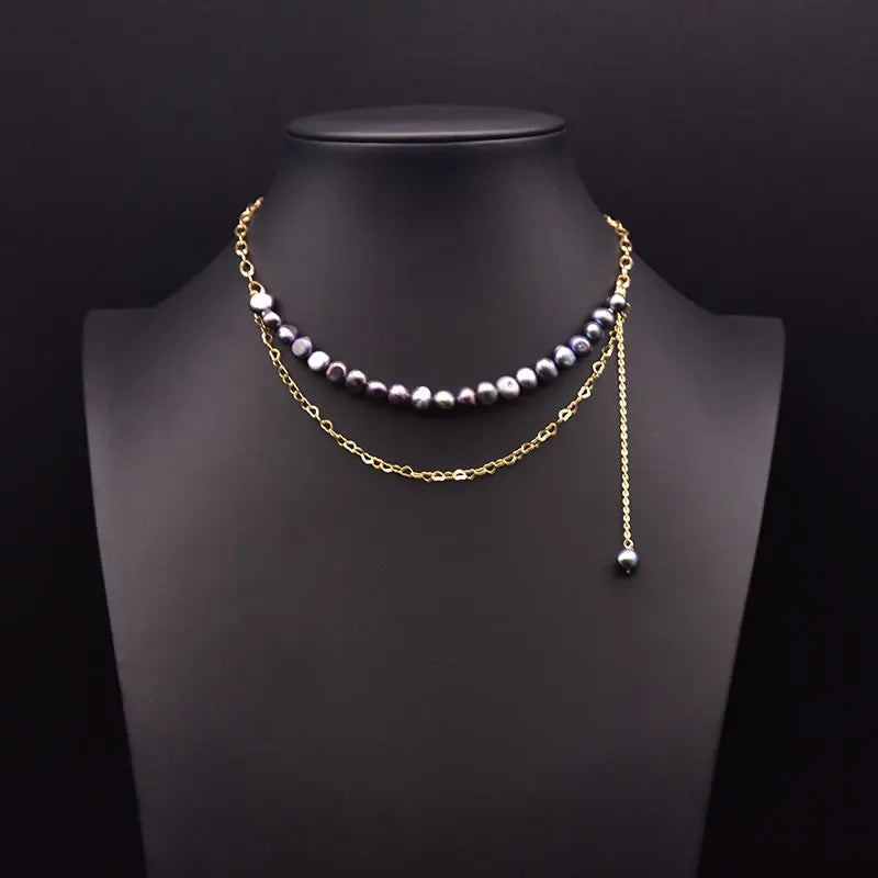Natural Freshwater Pearl Choker Necklace Gold Plated Tassel Necklace for Women Bridal Wedding Luxury Fashion Fine Jewelry